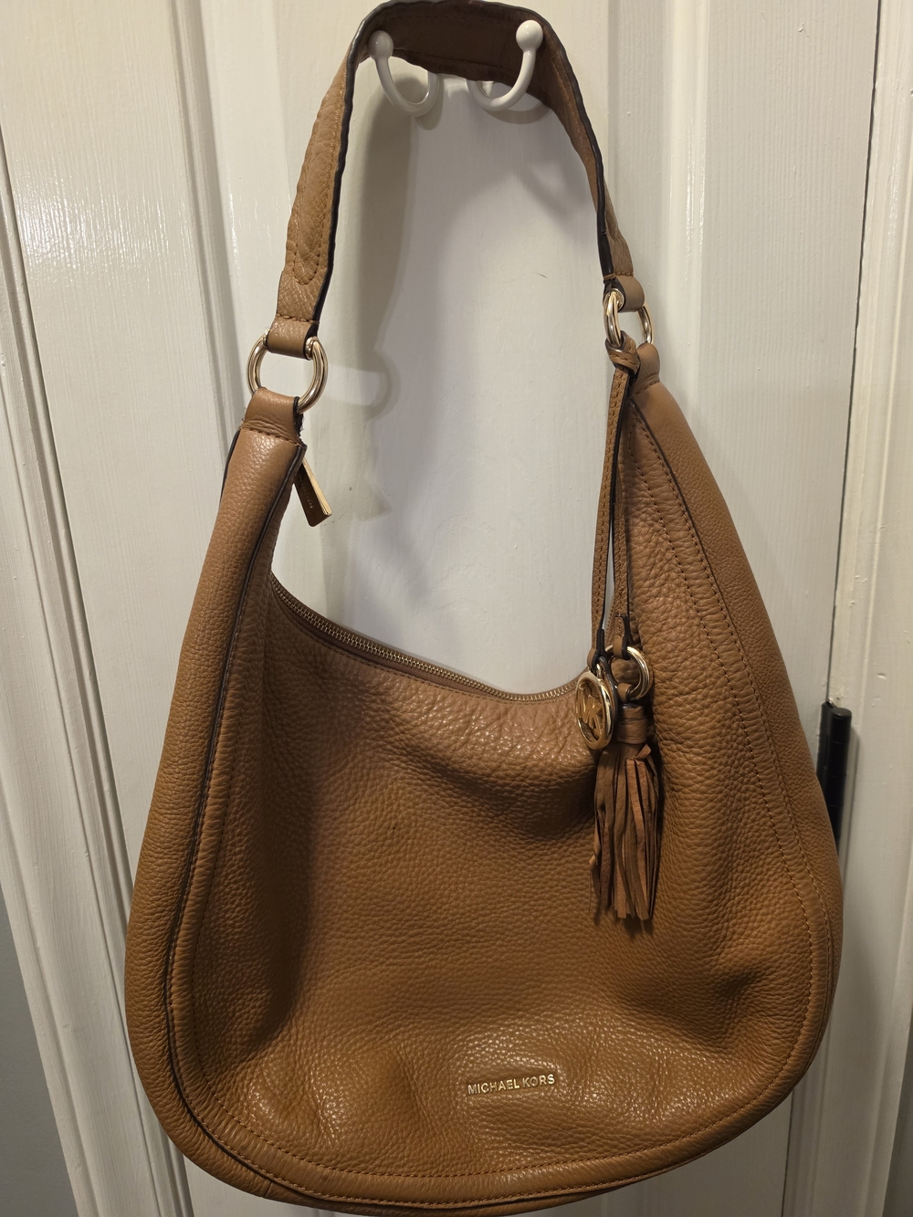 MICHAEL KORS Tan Leather Hobo Bag